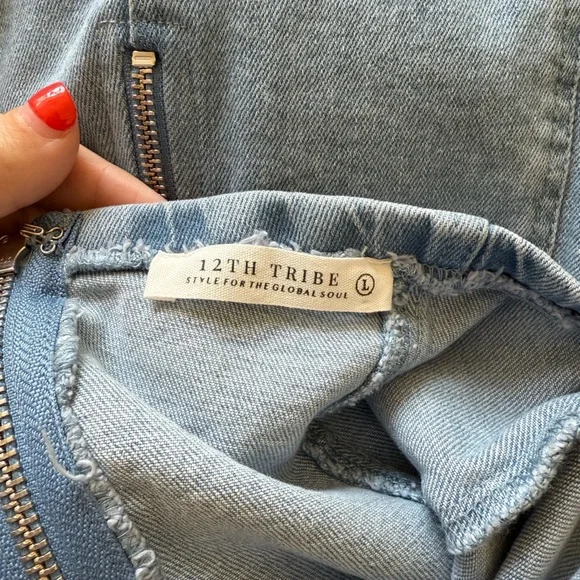 12th Tribe Rylie Denim Strapless Fringe Mini Dress - Picture 7 of 8